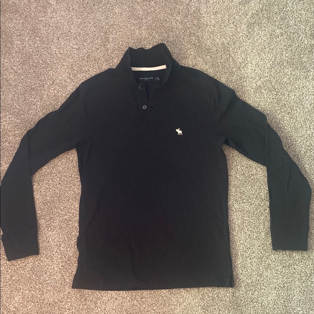 Abercrombie & Fitch Black Polo Shirt Classic Knit